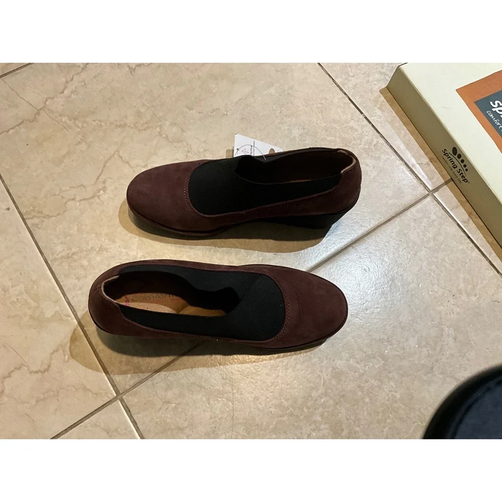 Comfortiva Burgundy Suede Wedge Shoes Pillowtop‎ Memory Foam Slip On Burgundy
